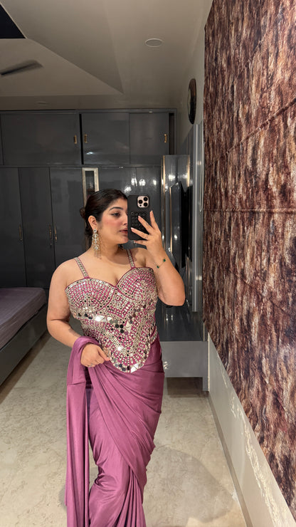 Mirror work saree
