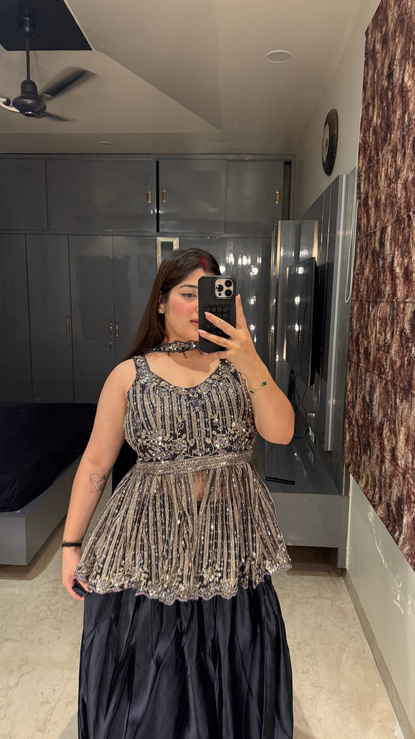 Grey peplum set