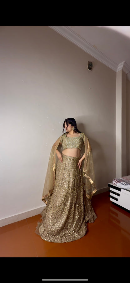 Rust gold Lehenga