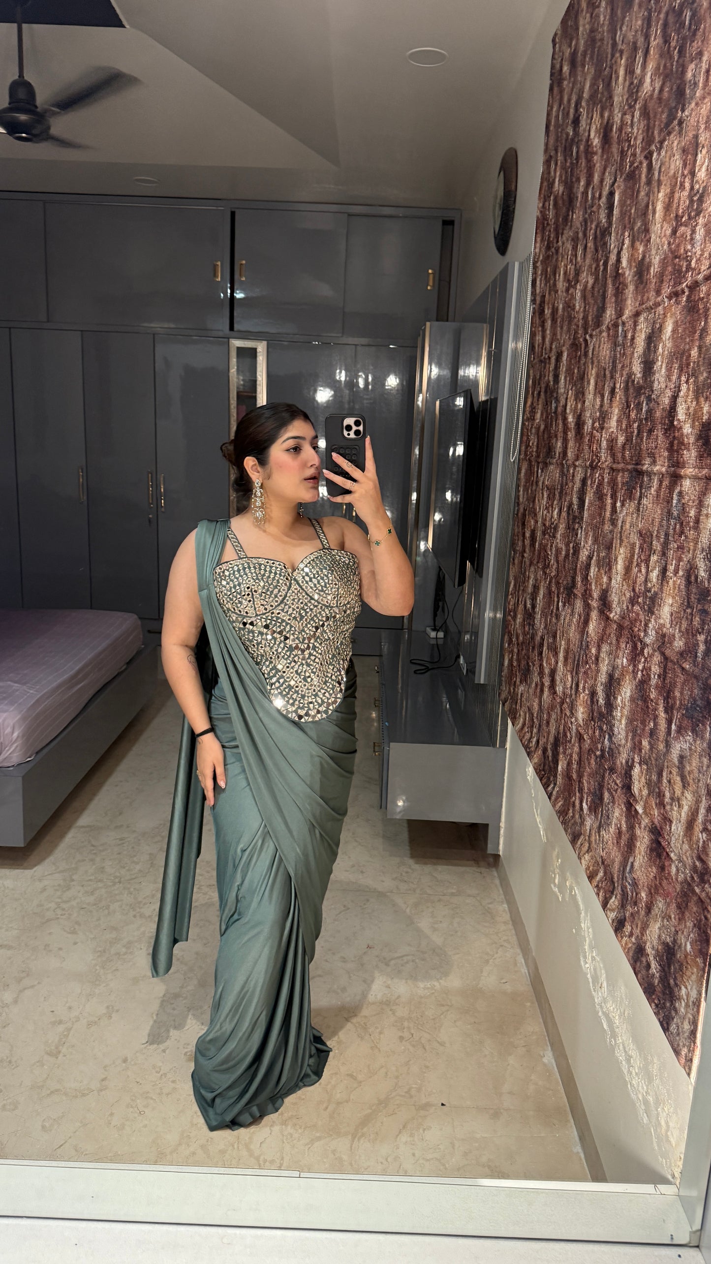 Mirror work saree