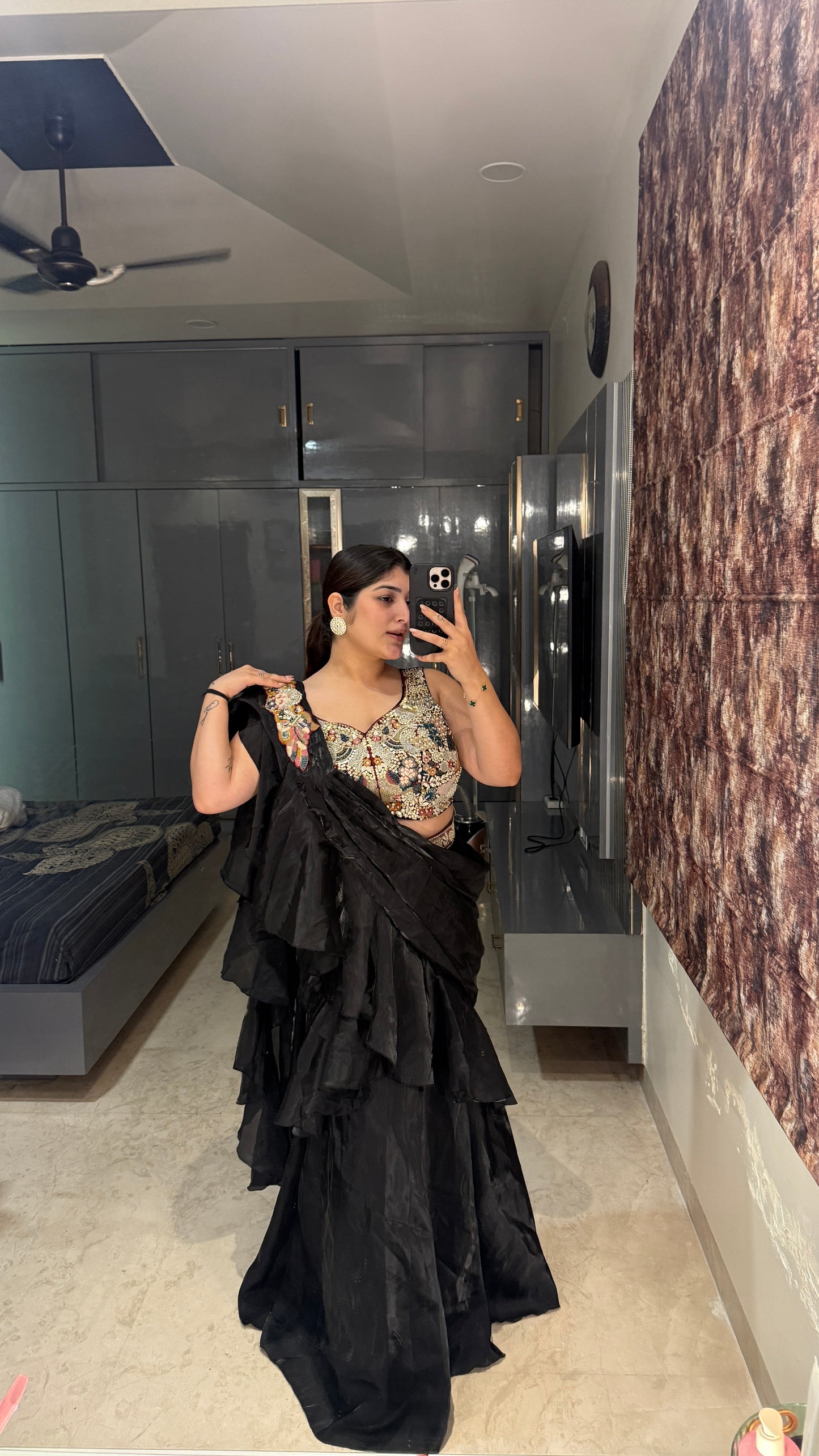 Ruffle saree