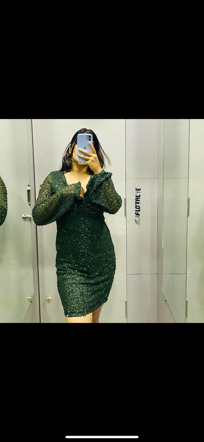 Sequin bottlegreen dress