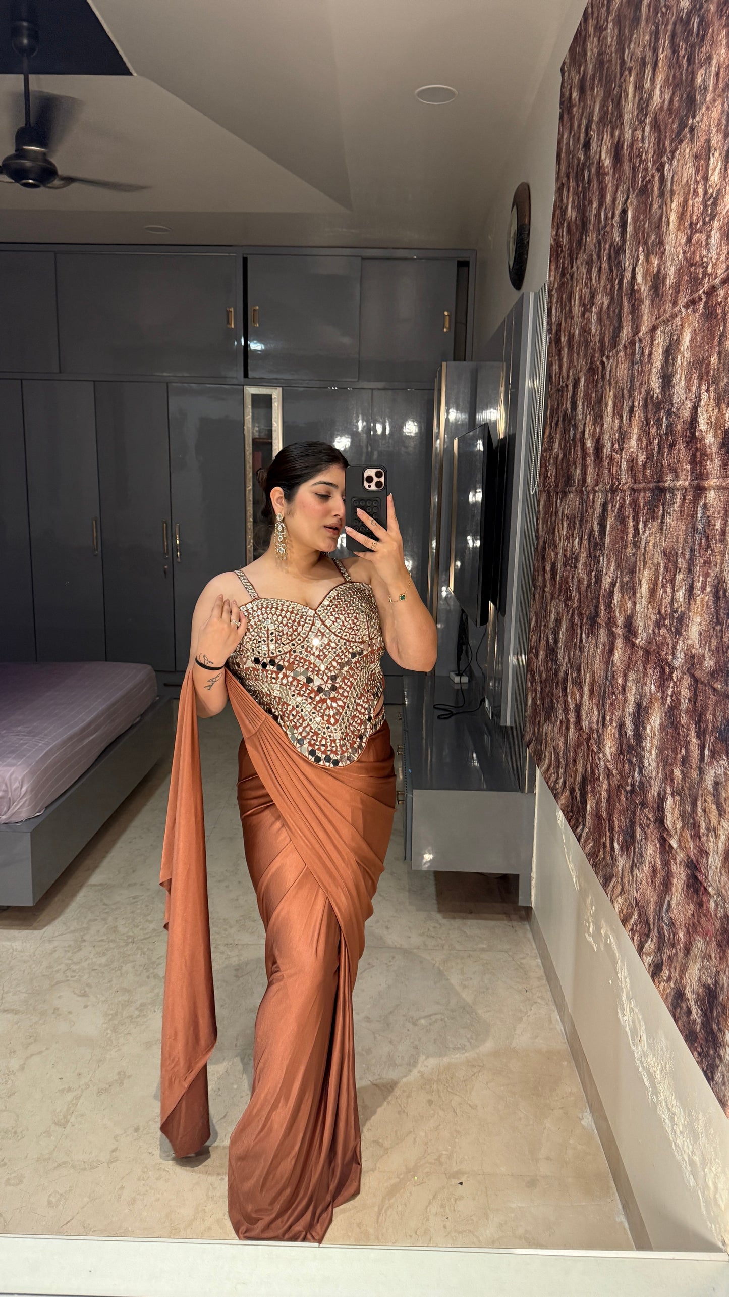 Mirror work saree