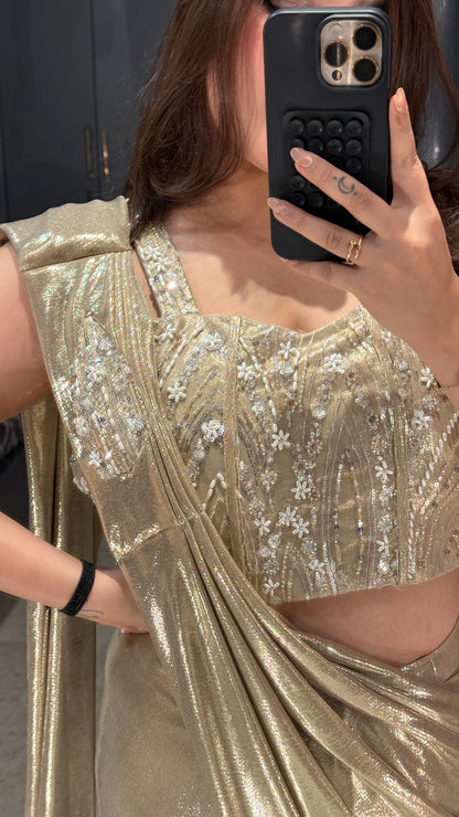 Metallic saree Light golden