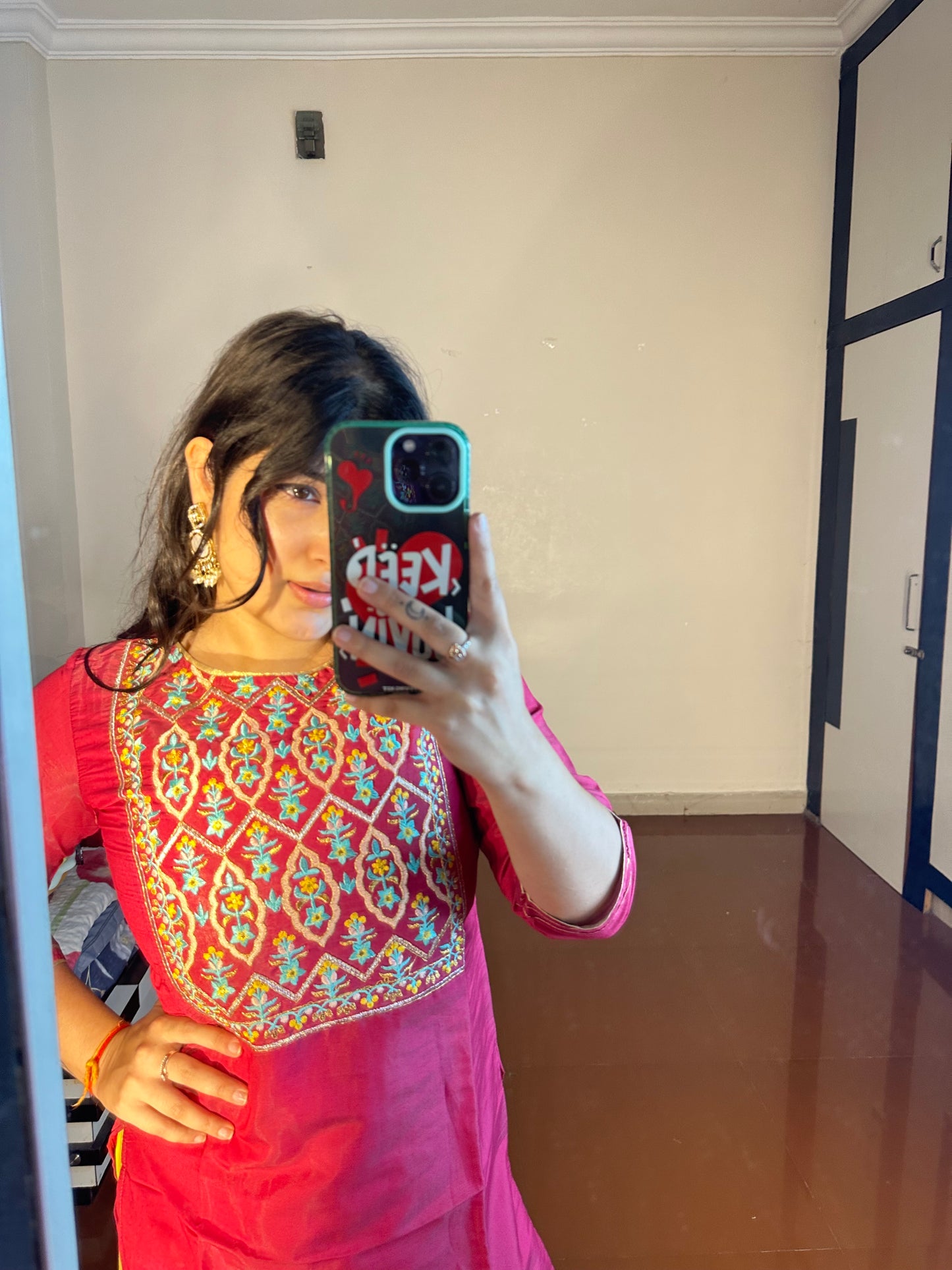 Embroided kurti with sharara