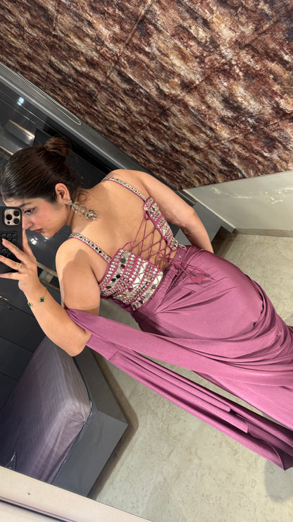 Mirror work saree