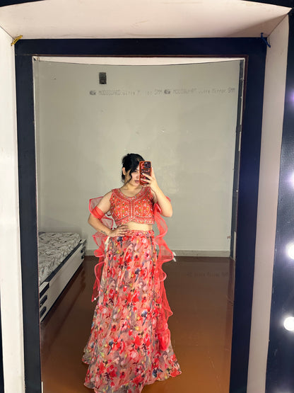 Organza lehenga