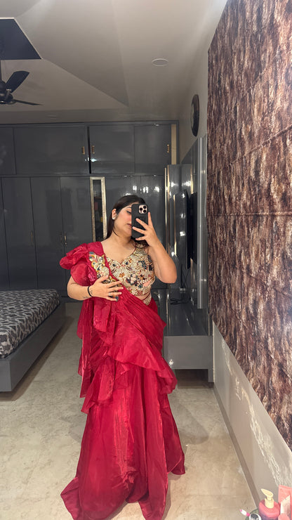 Ruffle saree