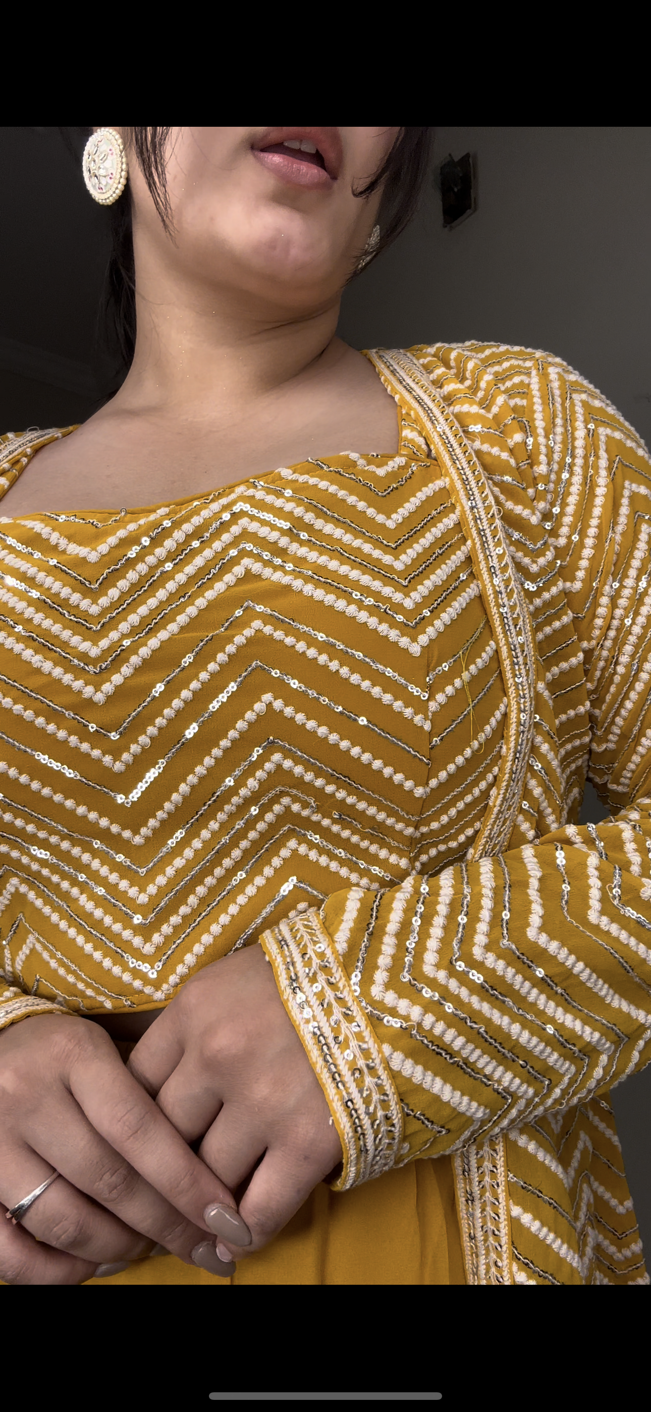 Fully embroidered long shrug set