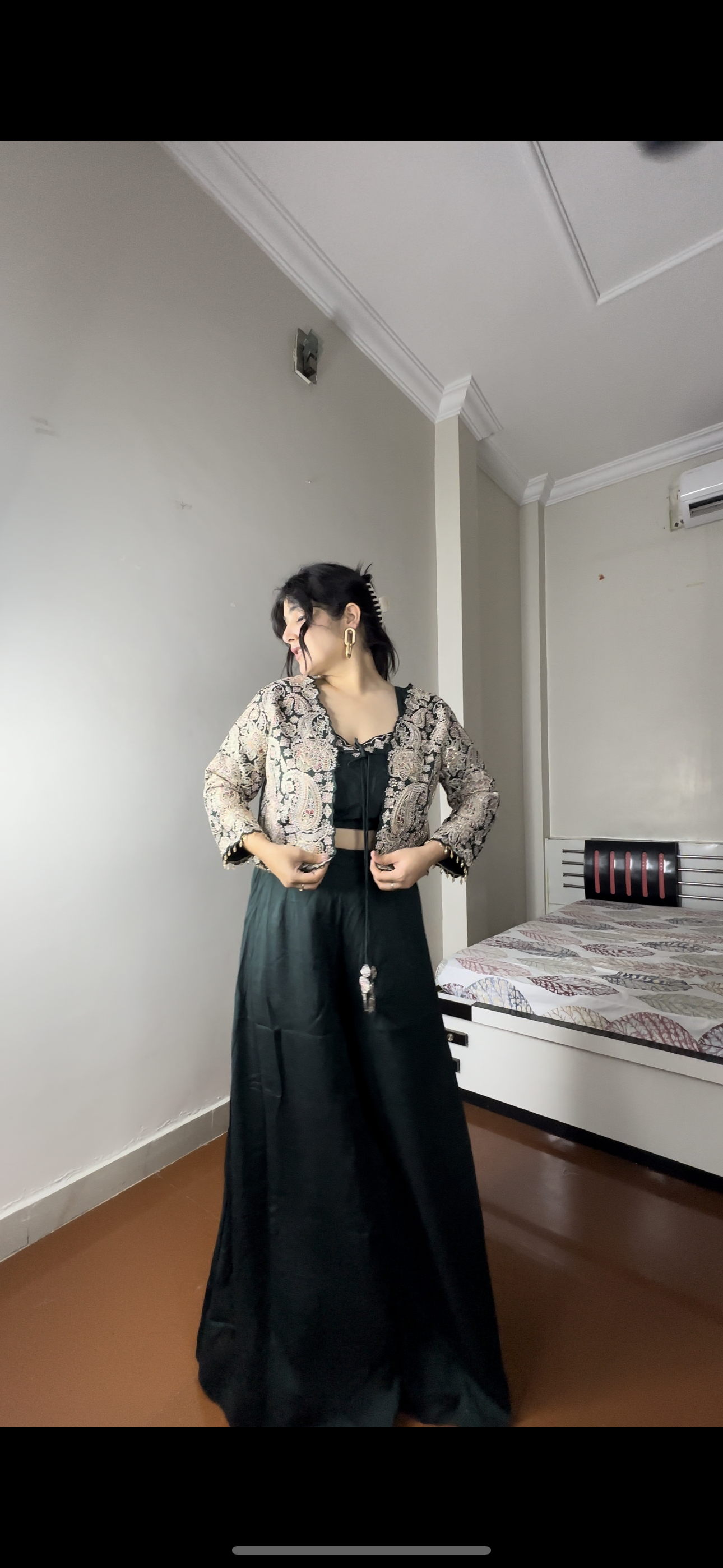 Fully embroided jacket set