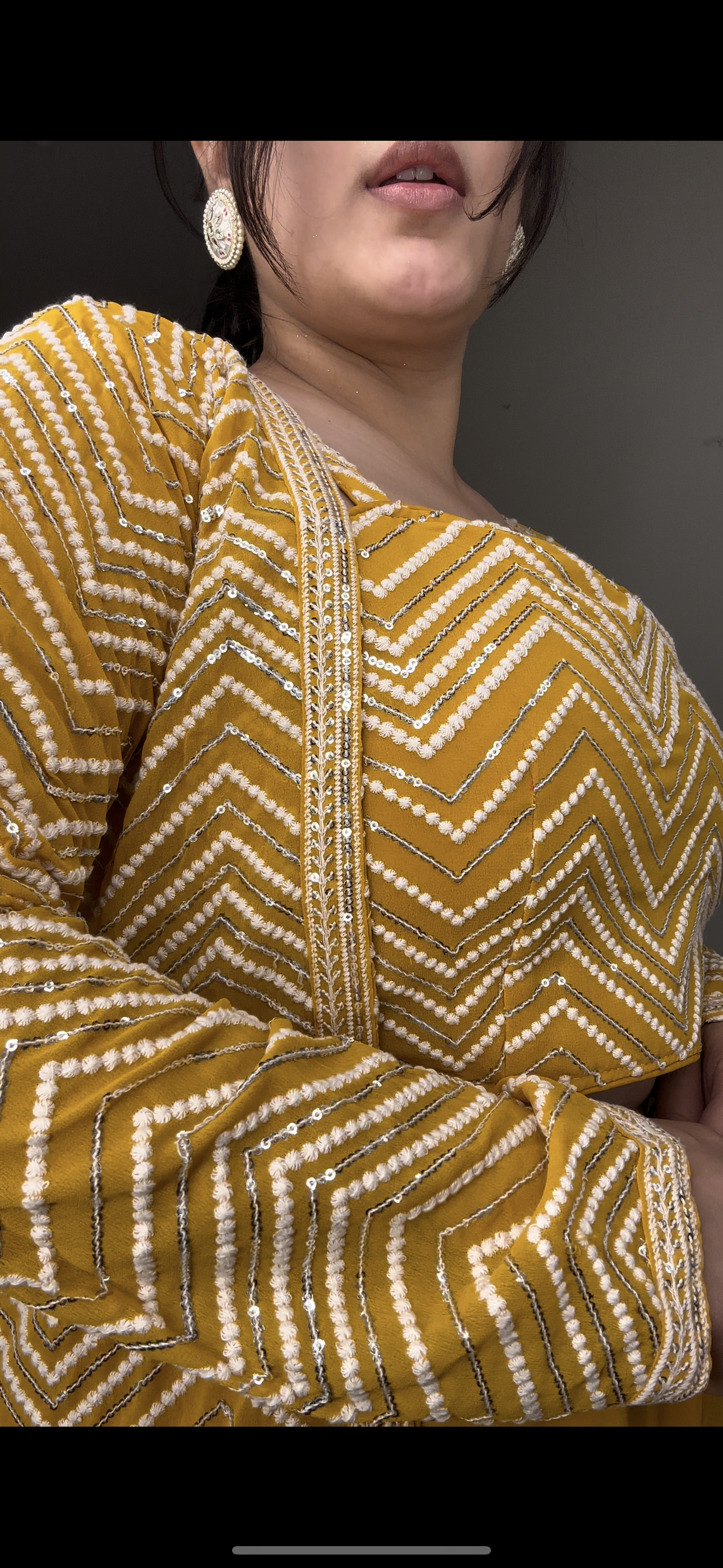 Fully embroidered long shrug set