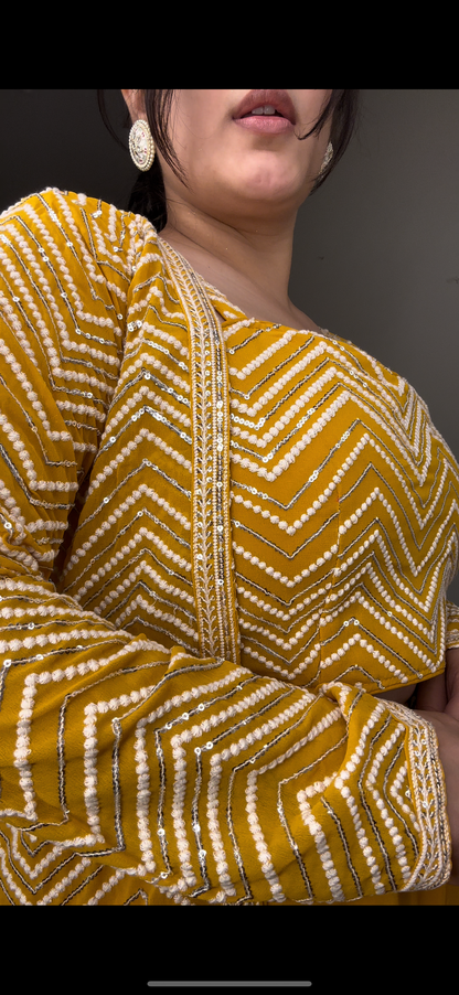 Fully embroidered long shrug set