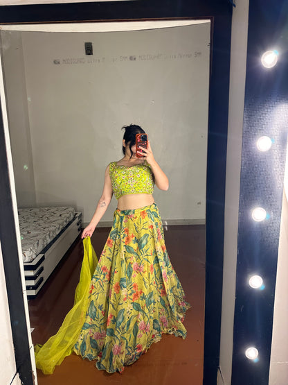 Organza lehenga