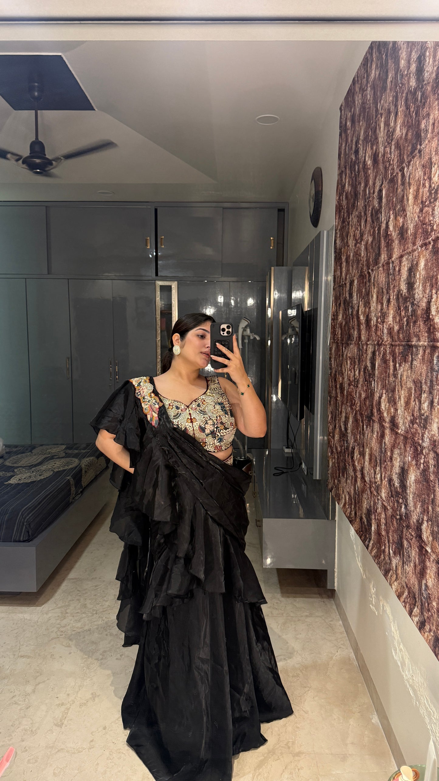 Ruffle saree
