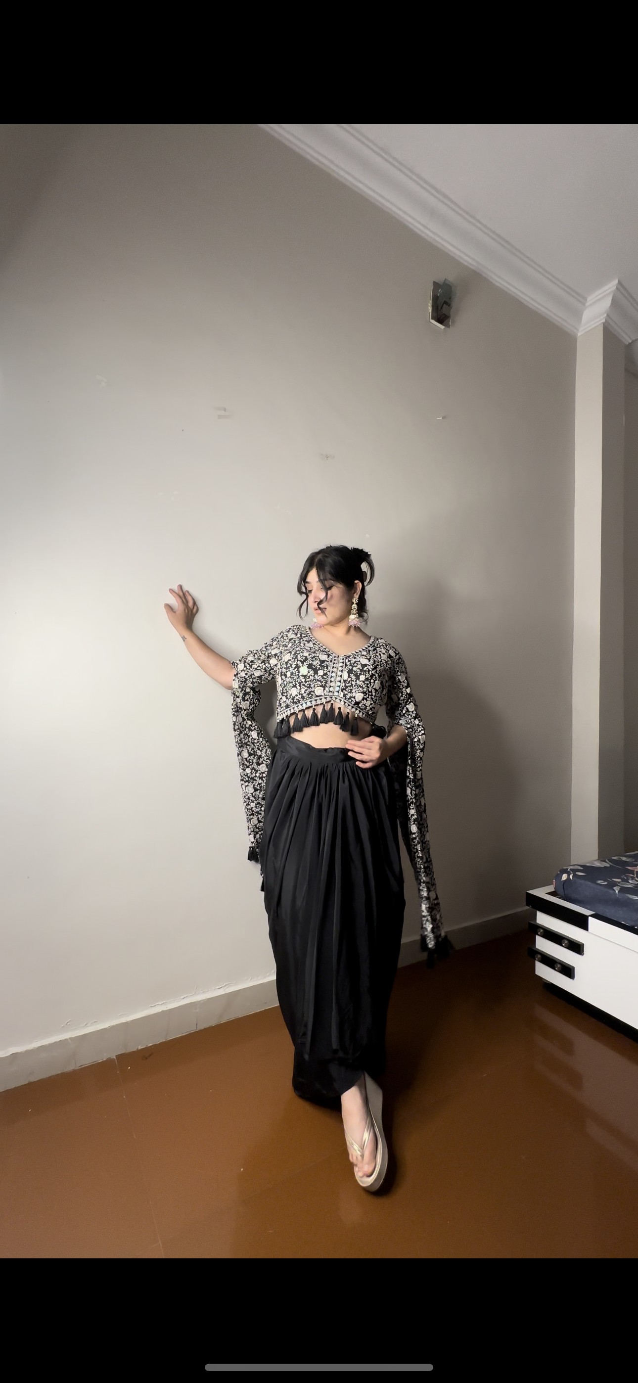 Long sleeves embroidered indowestern