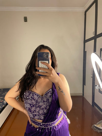 Predrape saree with belt