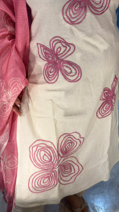 Emborided flower kurta