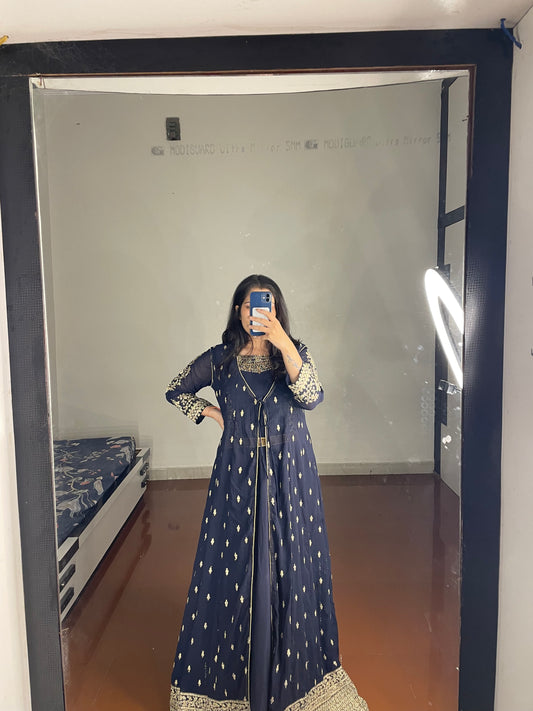 Gown with long shrug