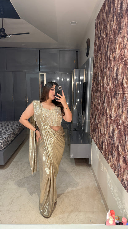 Metallic saree Light golden