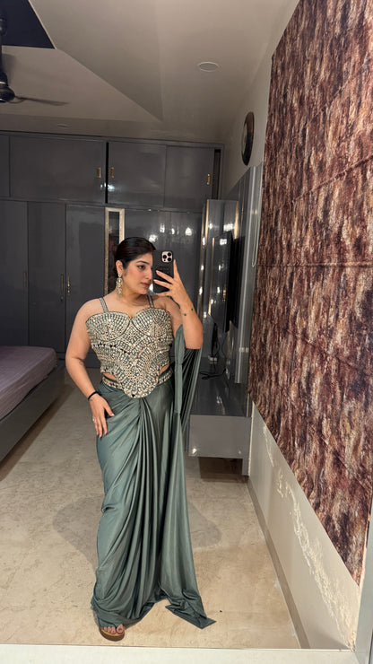 Mirror work saree