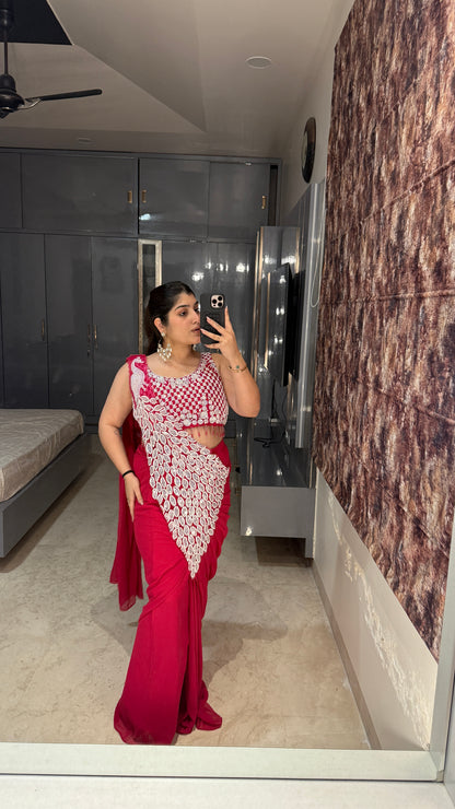 Heavy pallu saree( rani pink)