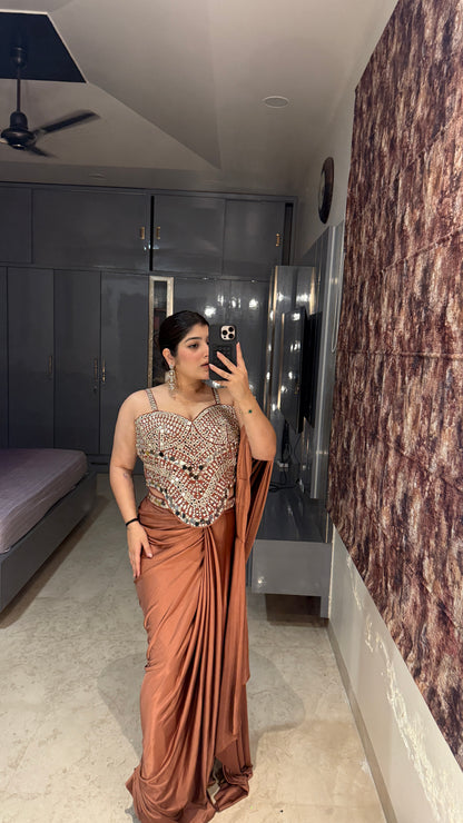 Mirror work saree