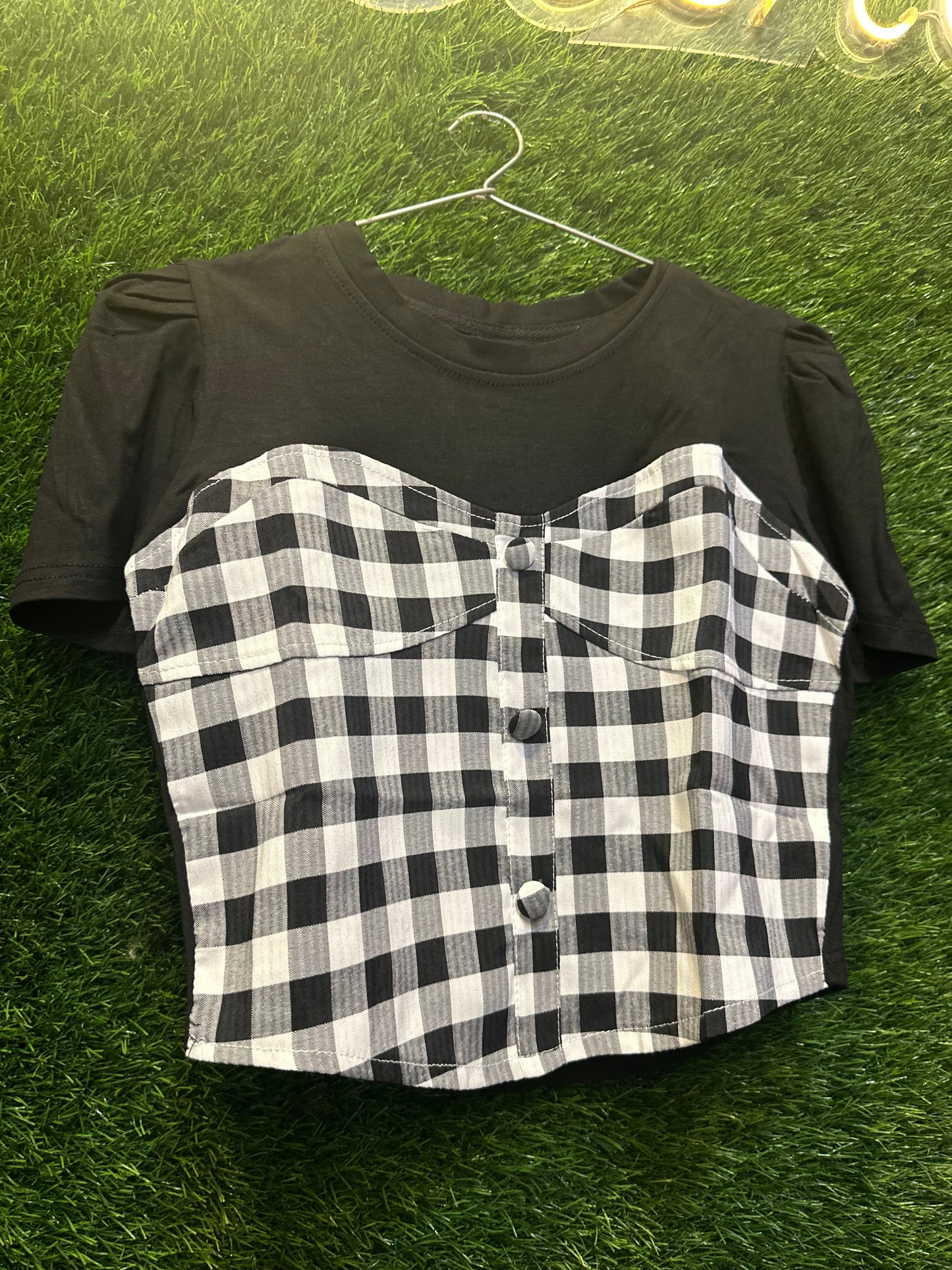 Black checkered top