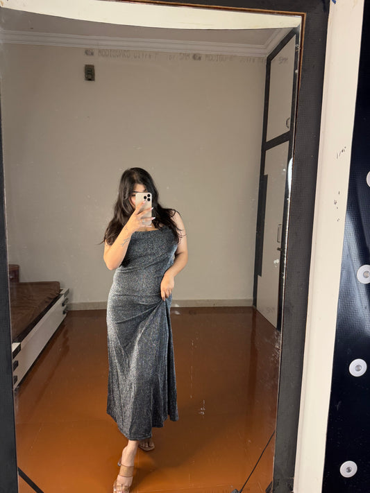 Shimmer dress cowl neck