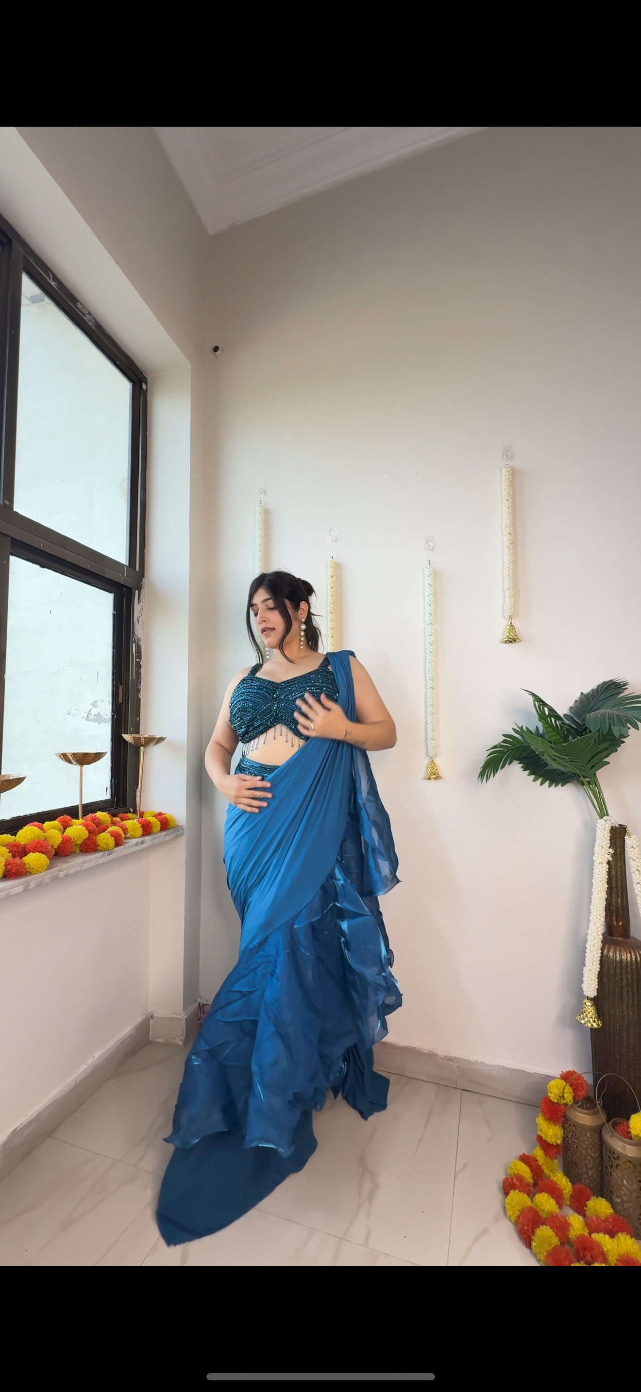 Ruffles saree