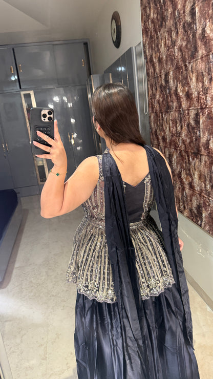 Grey peplum set