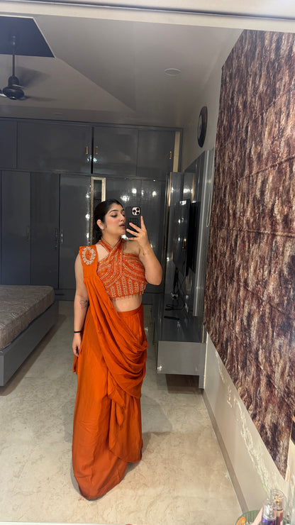 Halter neck saree