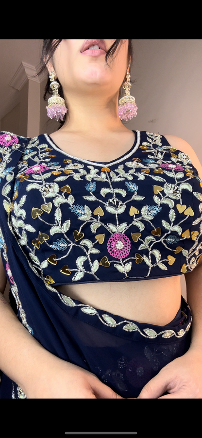 Hearts 3 piece handwork blue