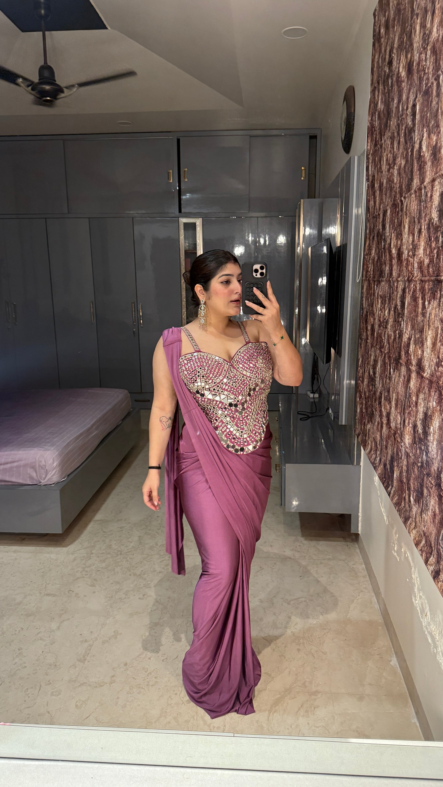 Mirror work saree