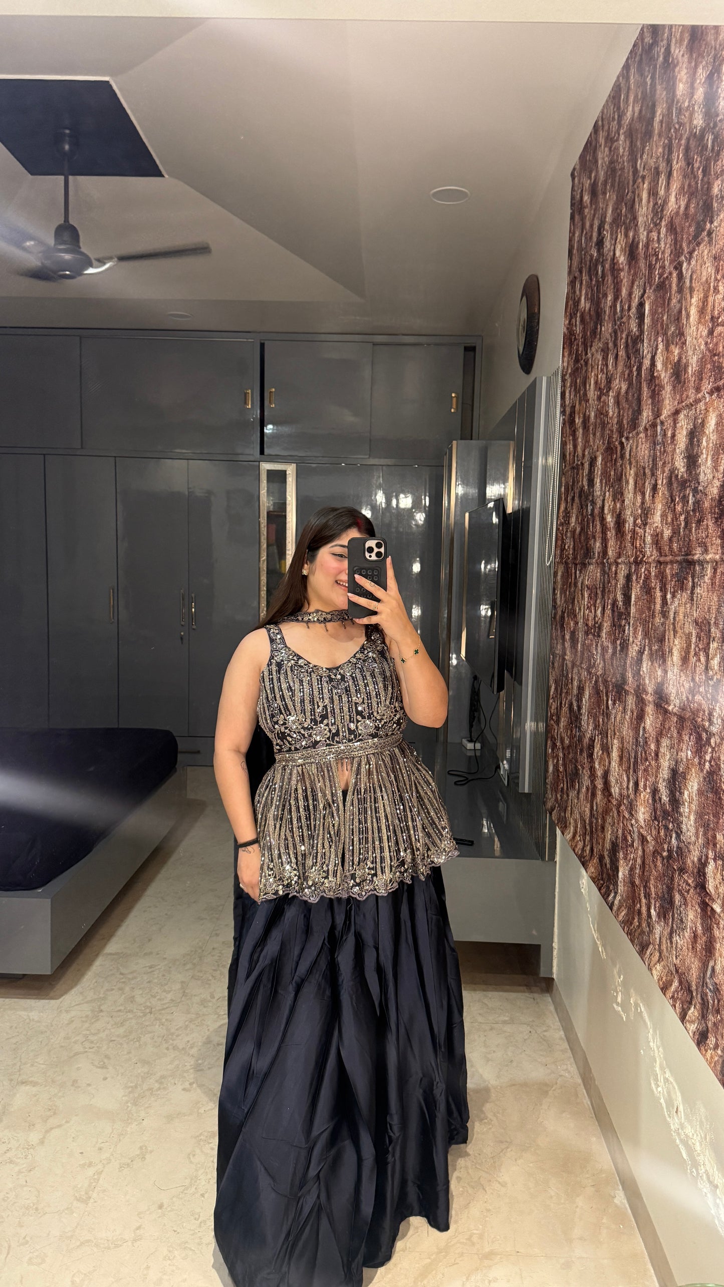 Grey peplum set