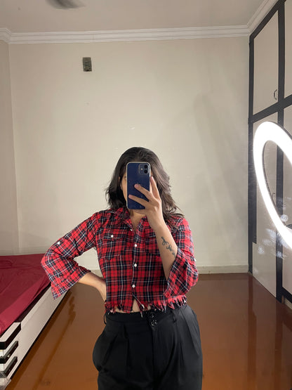 Checks crop shirt