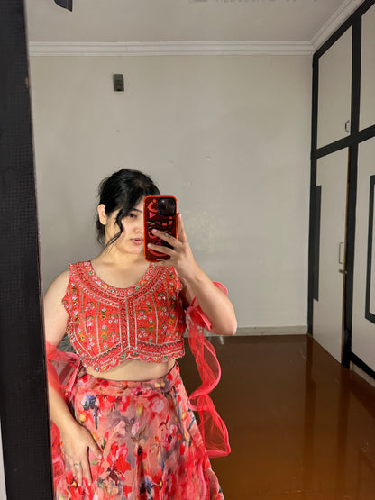 Organza lehenga