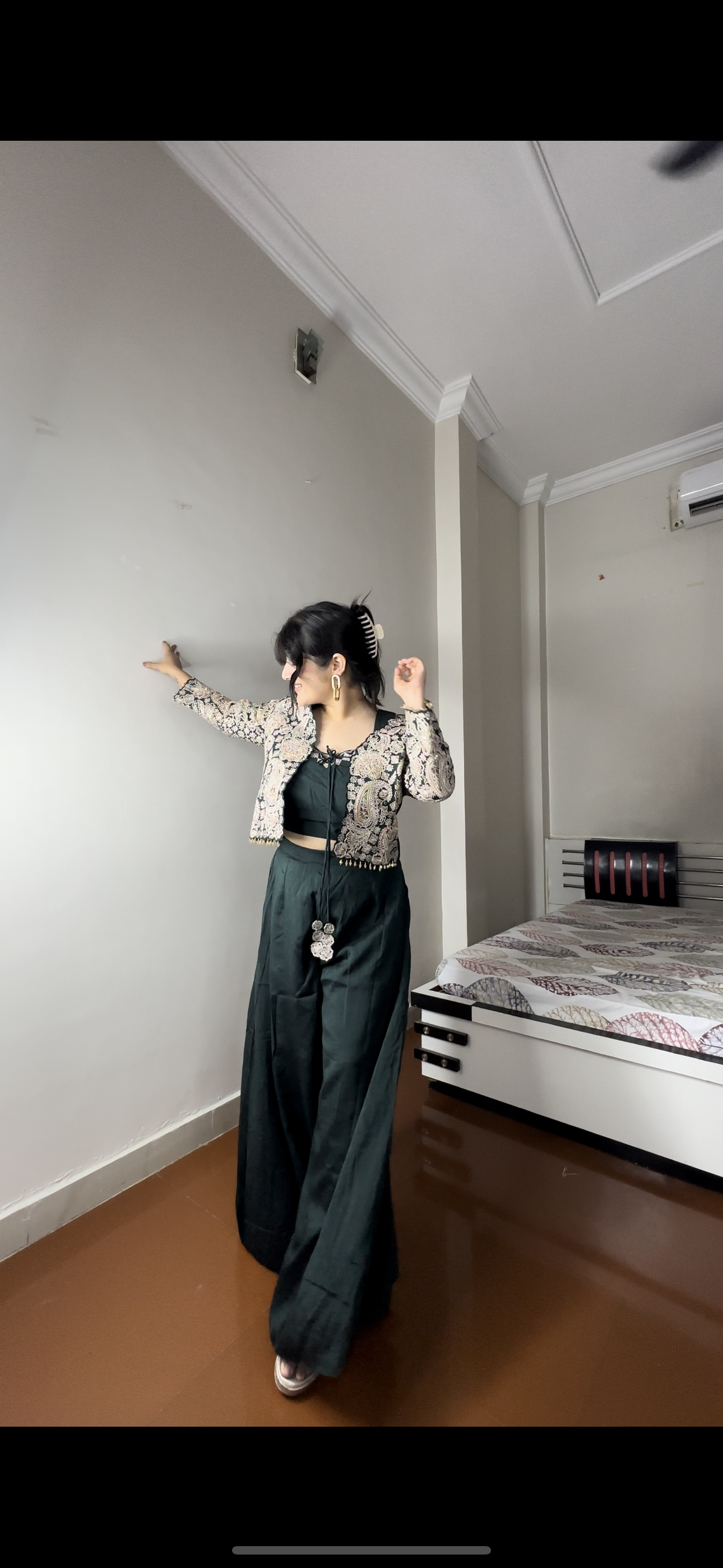 Fully embroided jacket set