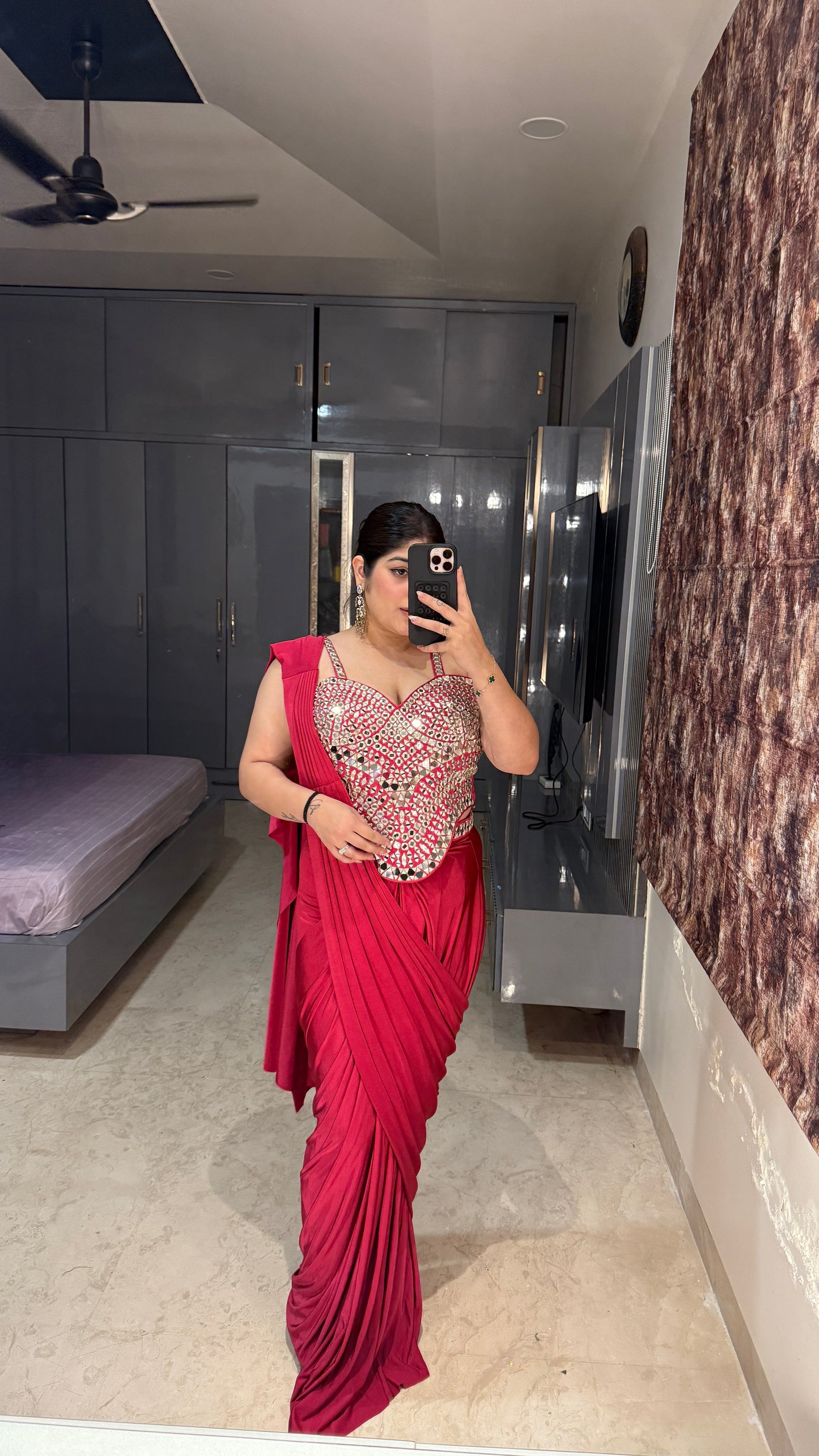 Mirror work saree