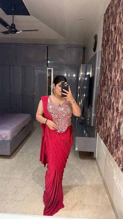 Mirror work saree