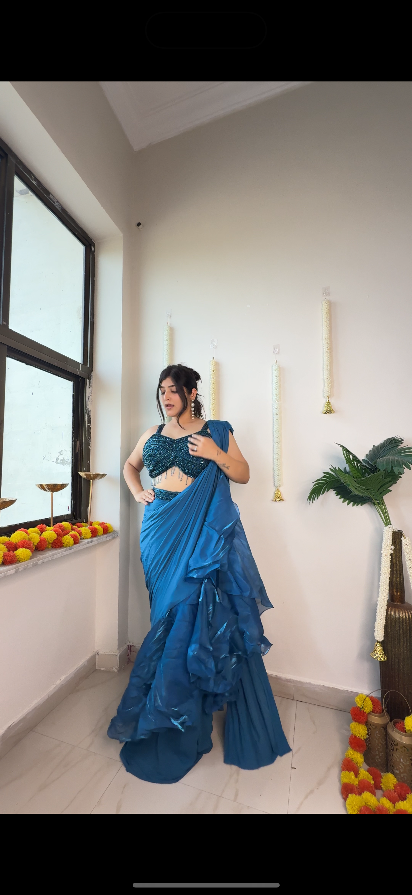 Ruffles saree