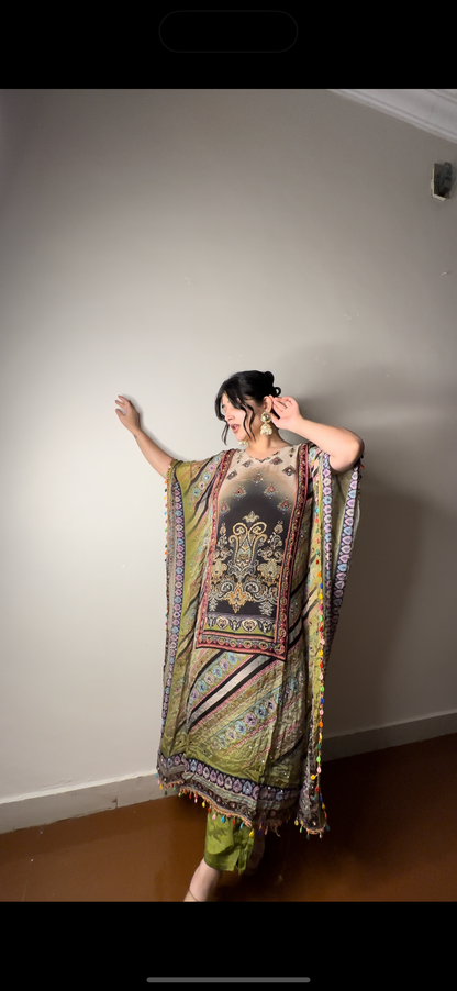 Fully printed kaftan set