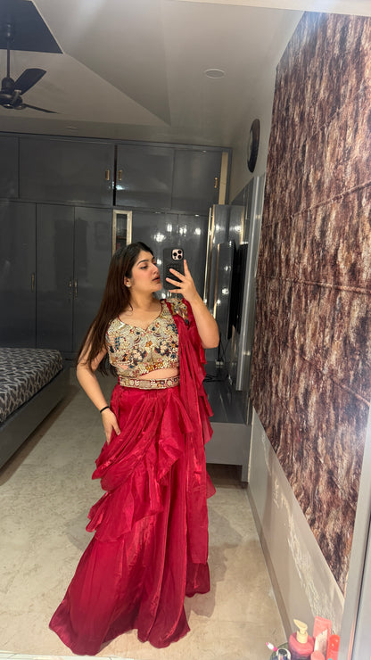 Ruffle saree