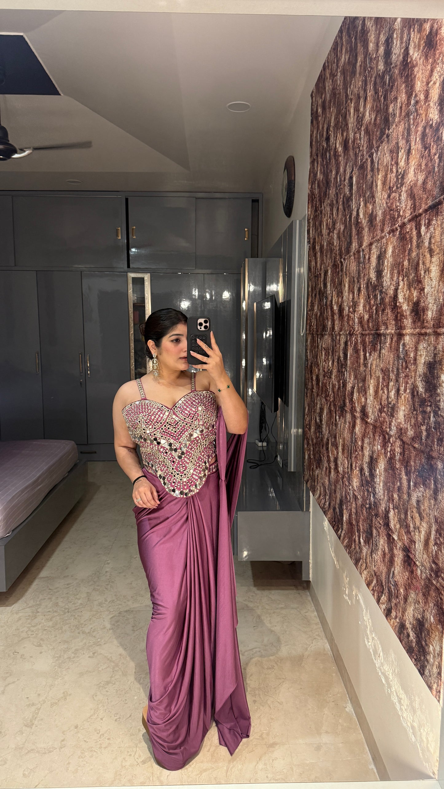 Mirror work saree