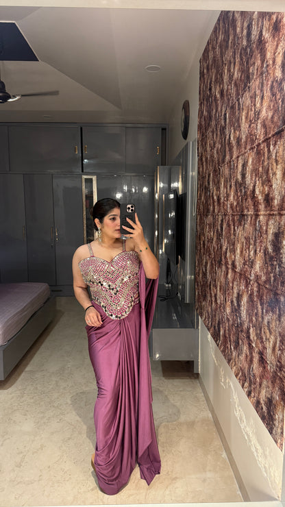 Mirror work saree