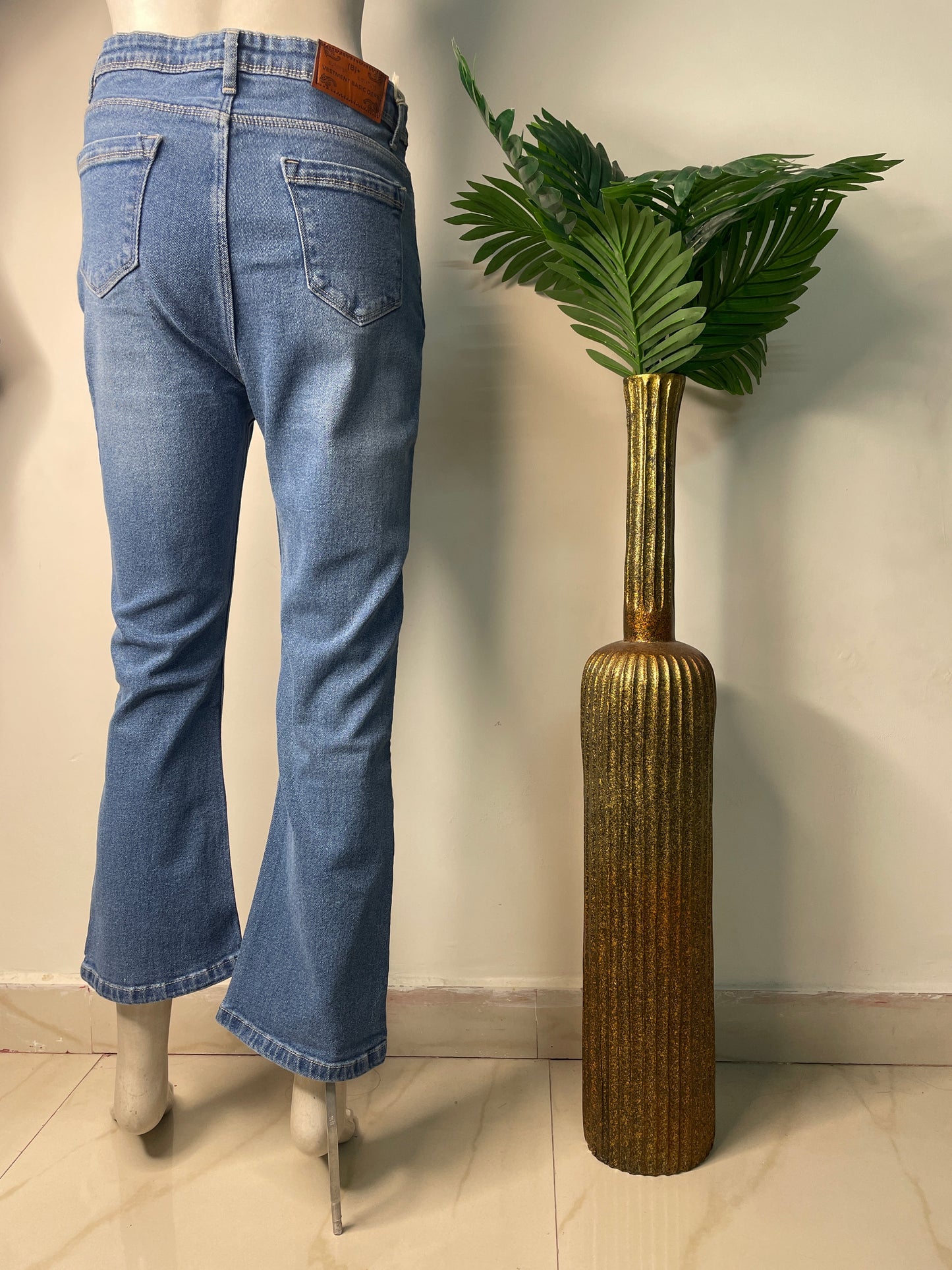 Bell bottom denim(8017)stone