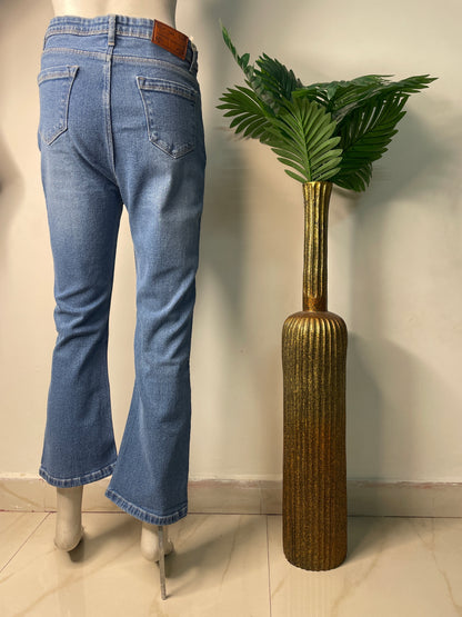 Bell bottom denim(8017)stone