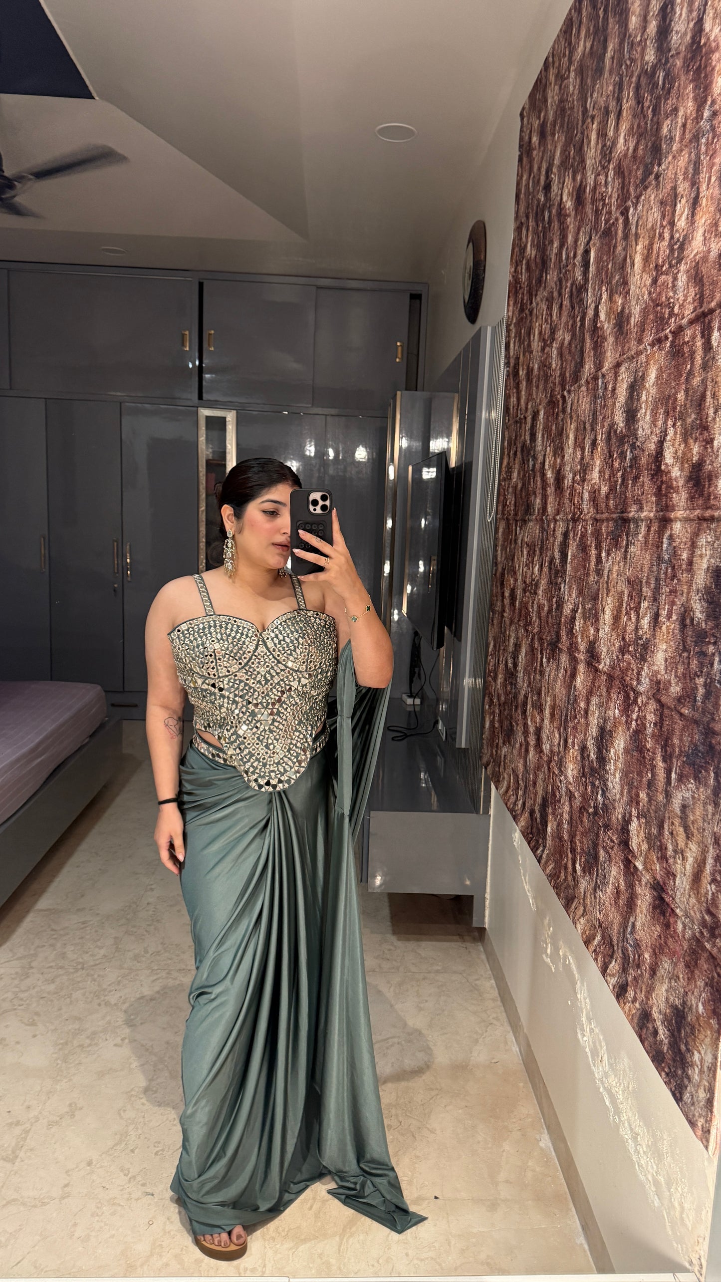 Mirror work saree