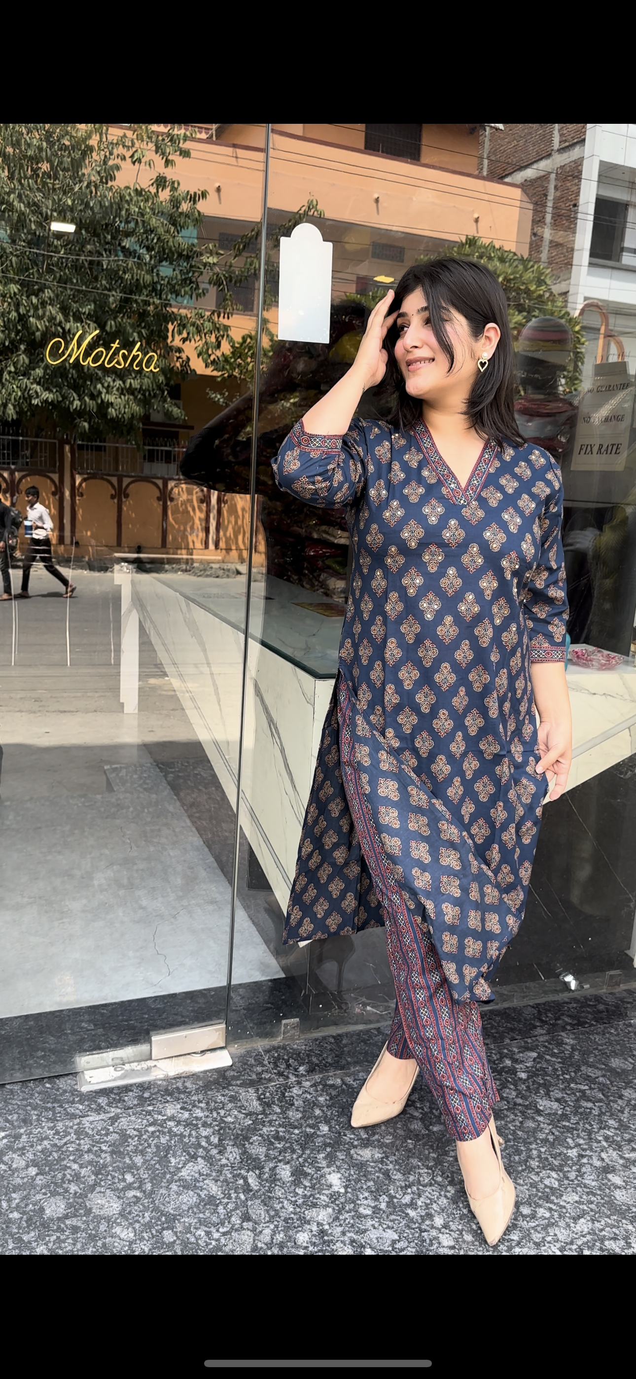 PRINTED BLUE KURTI SET