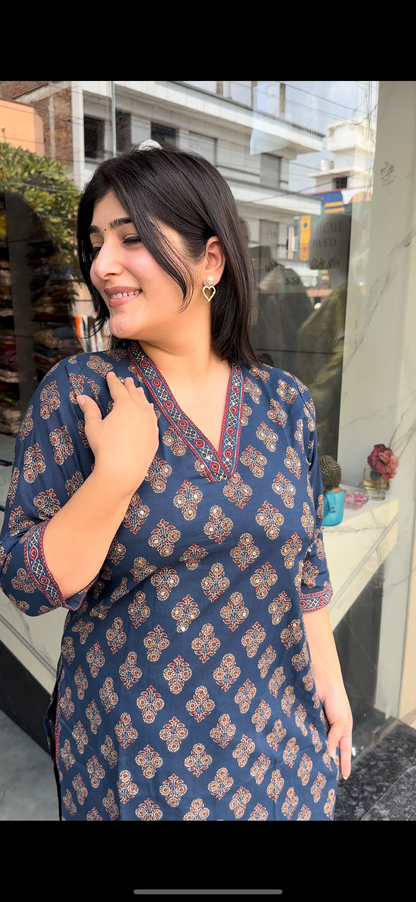 PRINTED BLUE KURTI SET