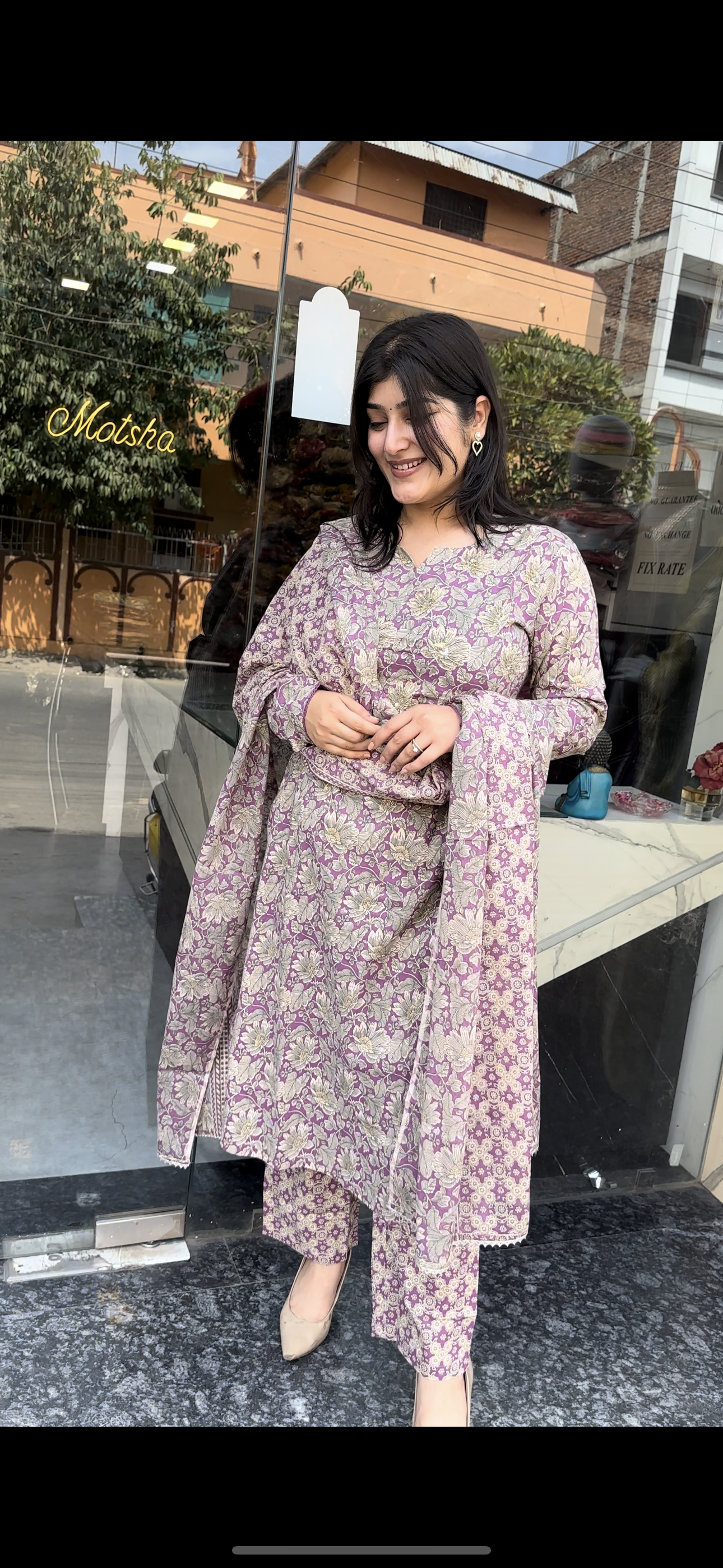Purple Kurti Set with dupatta